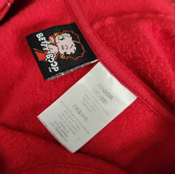 Vintage Betty Boop Brand Authentic Red Hearts Zip Hoodie Size XXL Junior 19 - Picture 2 of 5